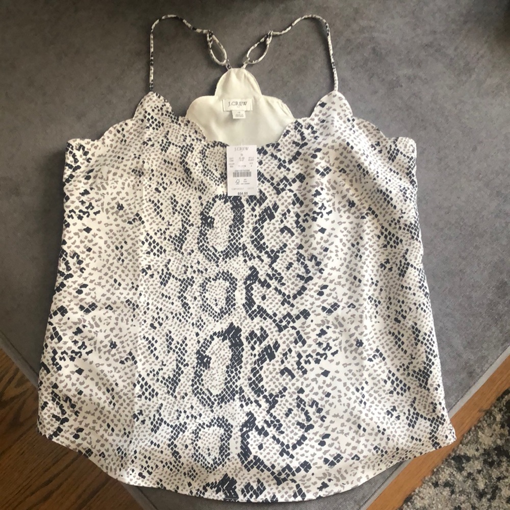 JCrew NWT women snake print scalloped tank Size: 4